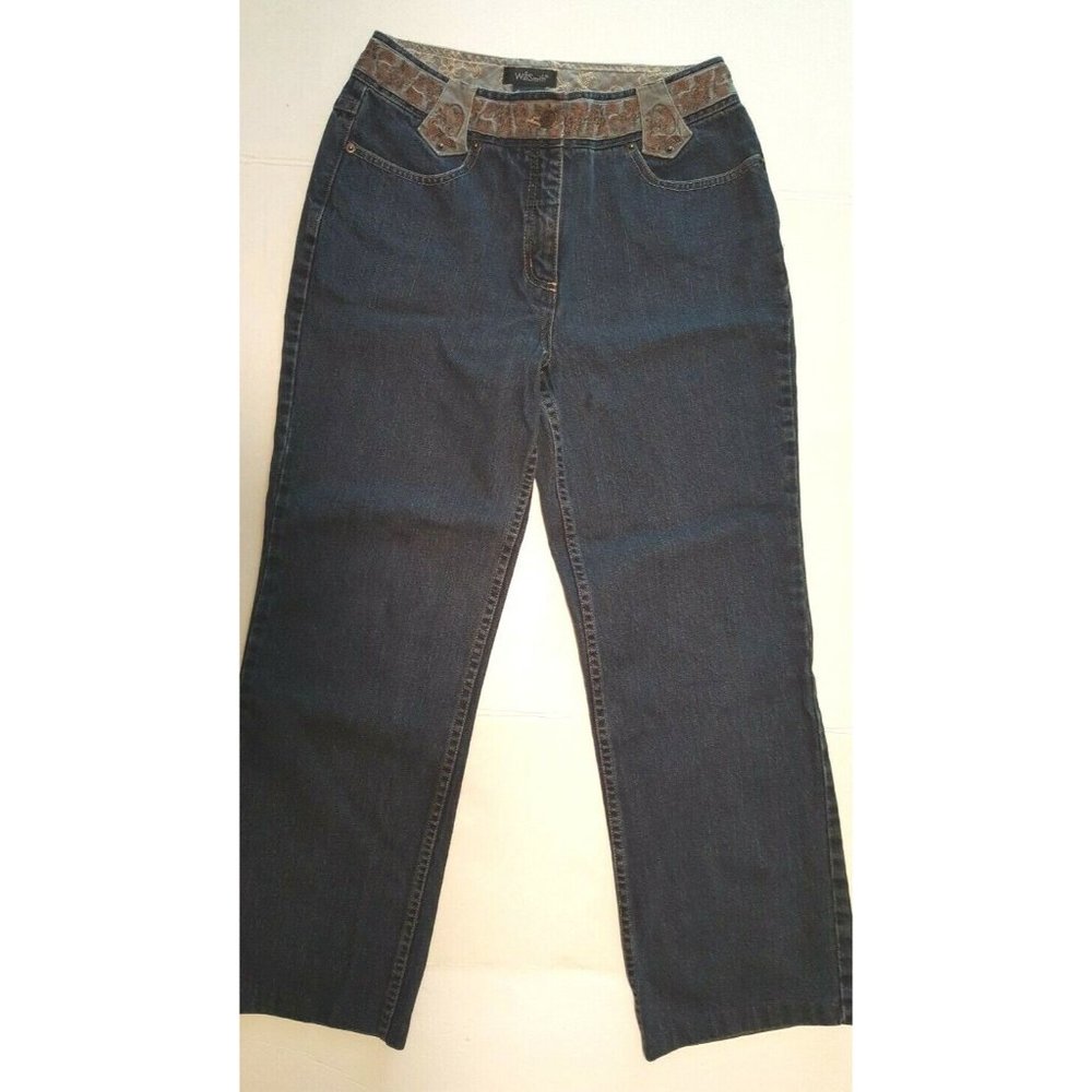 Willi Smith Designer Junior Girls Mid Rise Embroidered Waist Jeans 4